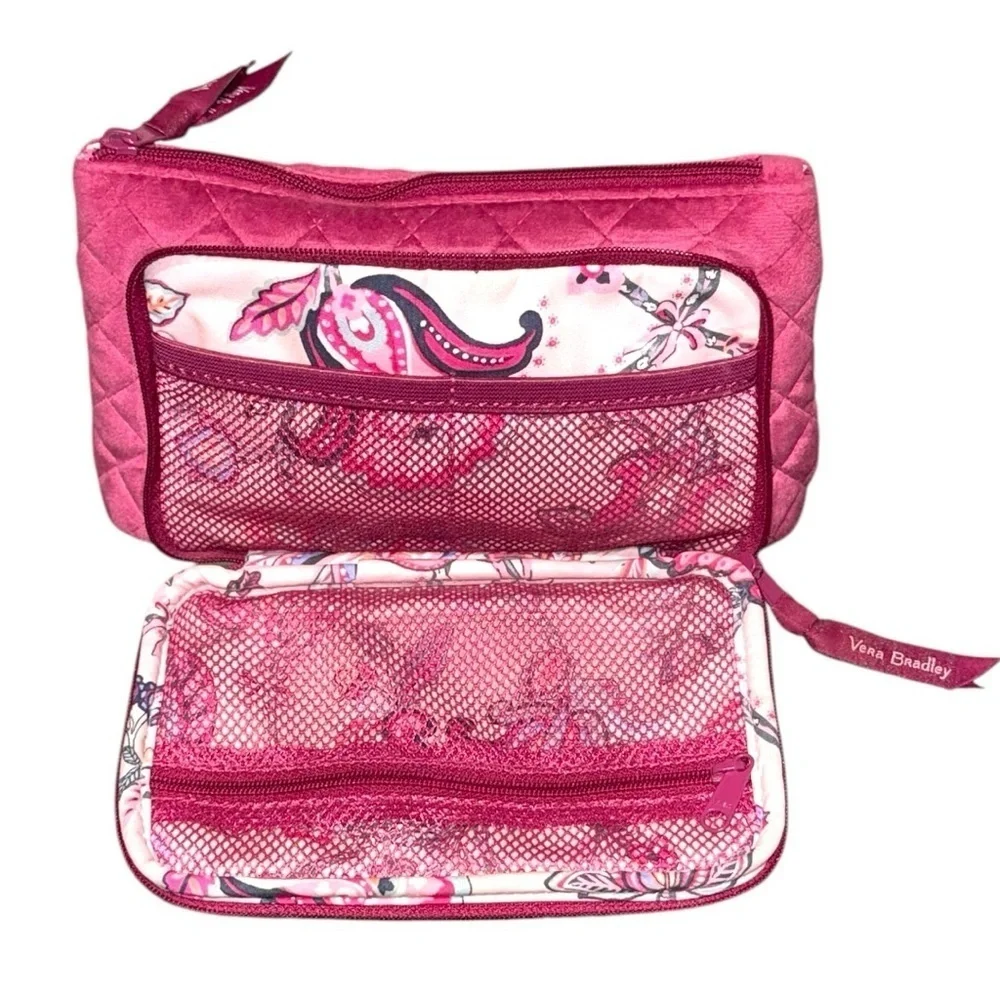 Vera Bradley ‘Flower Shower’ Tote Set + Rosy Orchid Pink Cosmetic Bag & Wallet